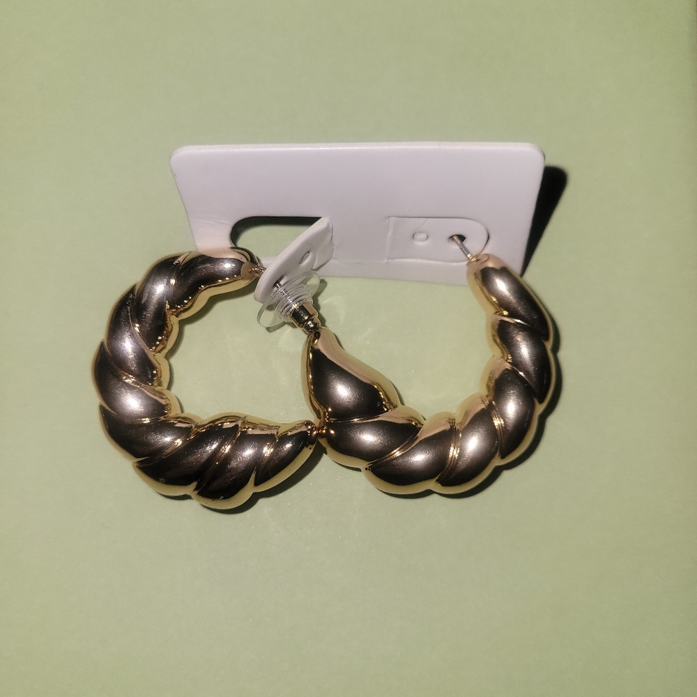 Gold-Tone Twisted Hoop Earrings - Women Jewelry